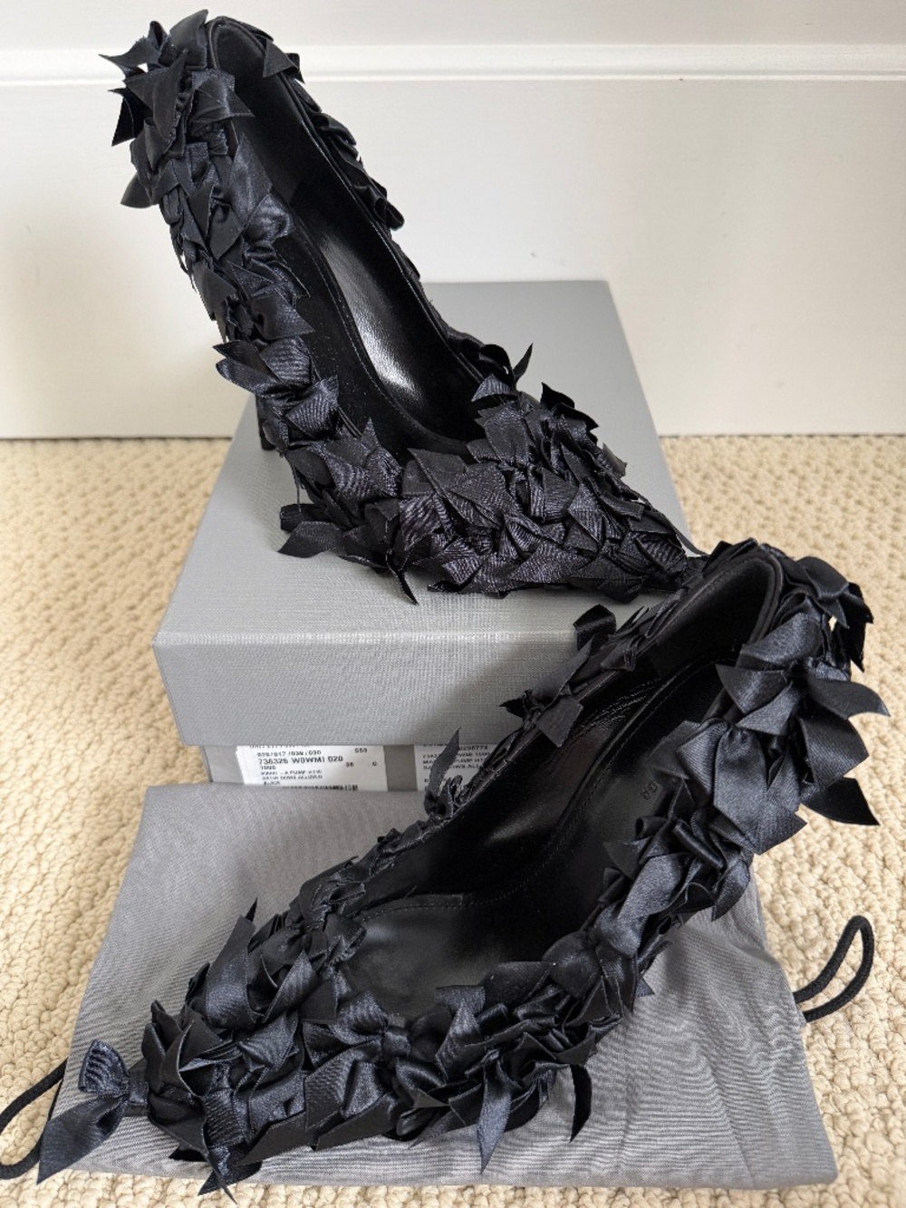 Balenciaga Marie Antoinette Knife Satin Bow Pointed Toe Stiletto Pumps
